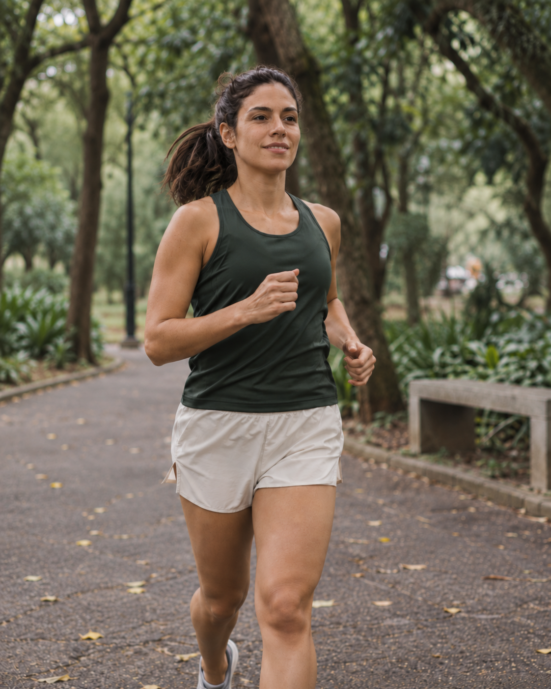 Corredora treinando em um parque